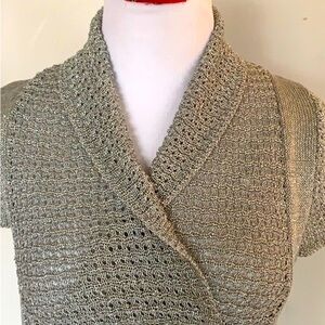 Short sleeve sequins see through shirt size M